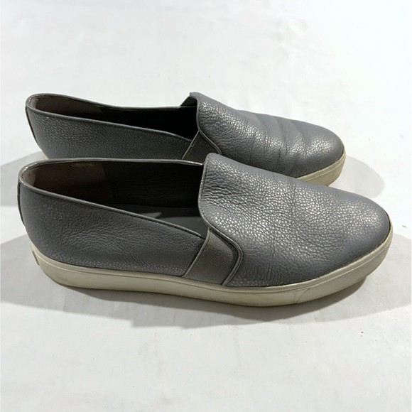 Vince Pewter Color Grey Grain Leather Slip On Sneakers Shoes Women's 8.5 M - Picture 2 of 12